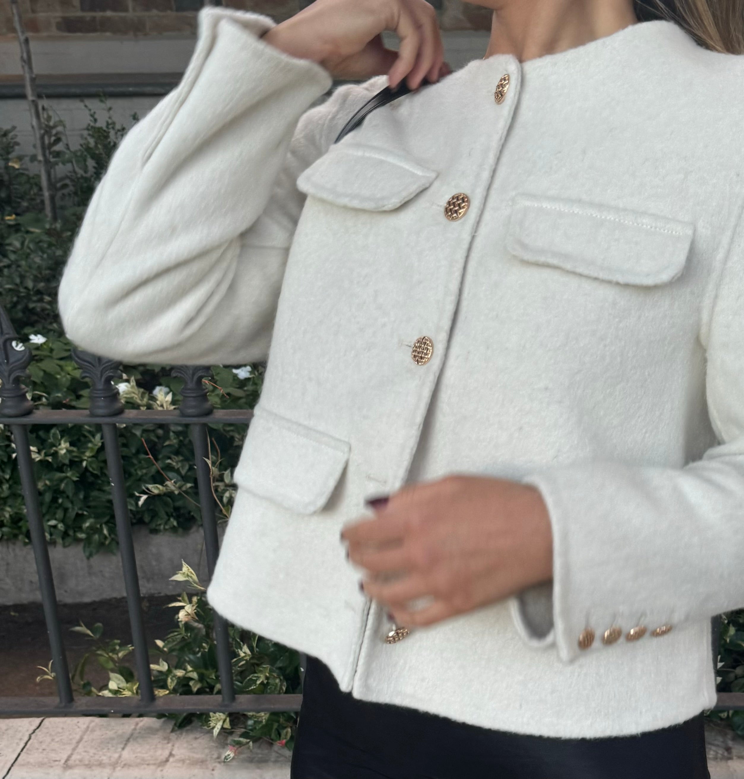 Blair 100% Wool Round Neck Coat | Beige