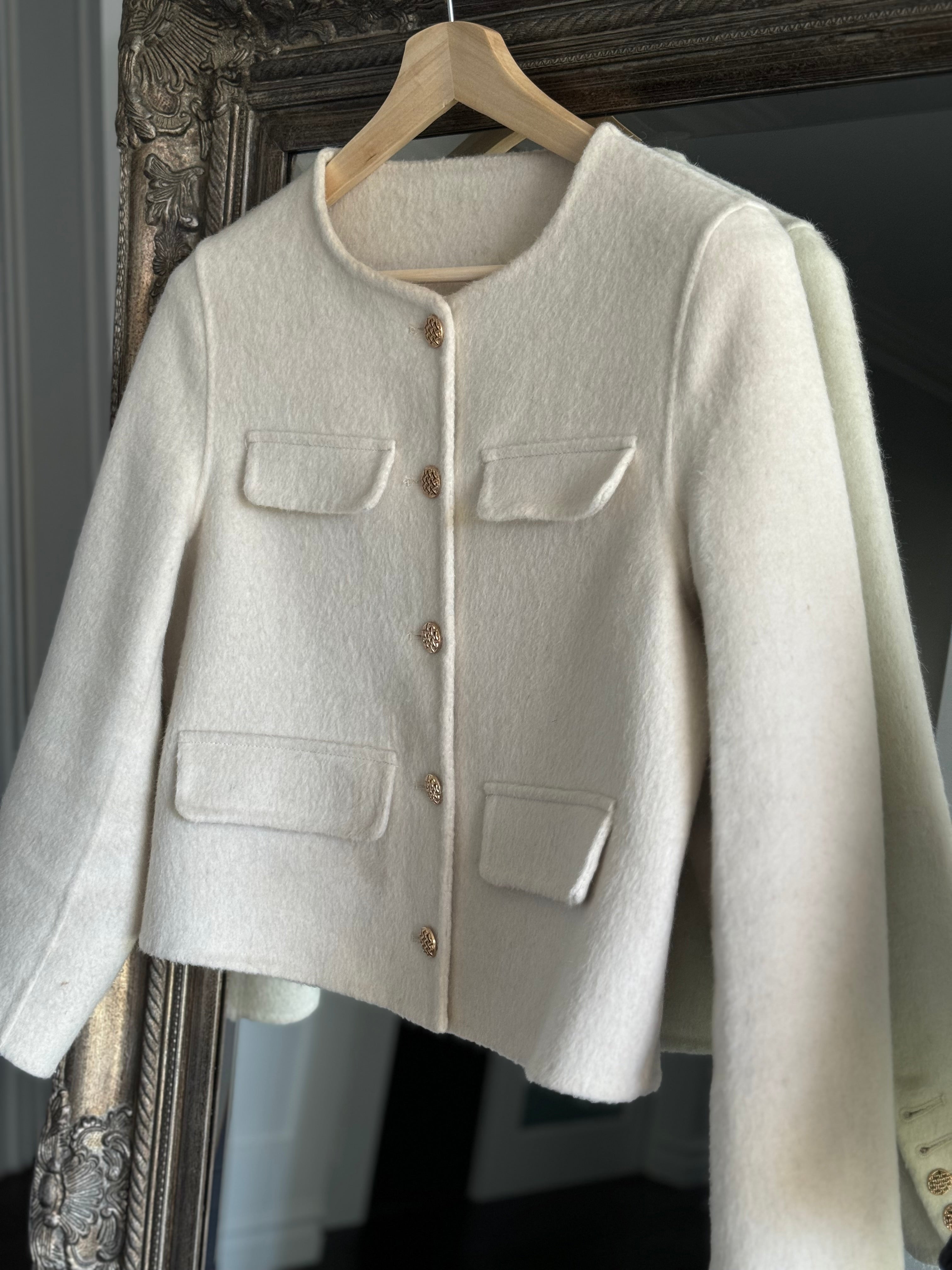 Blair 100% Wool Round Neck Coat | Beige