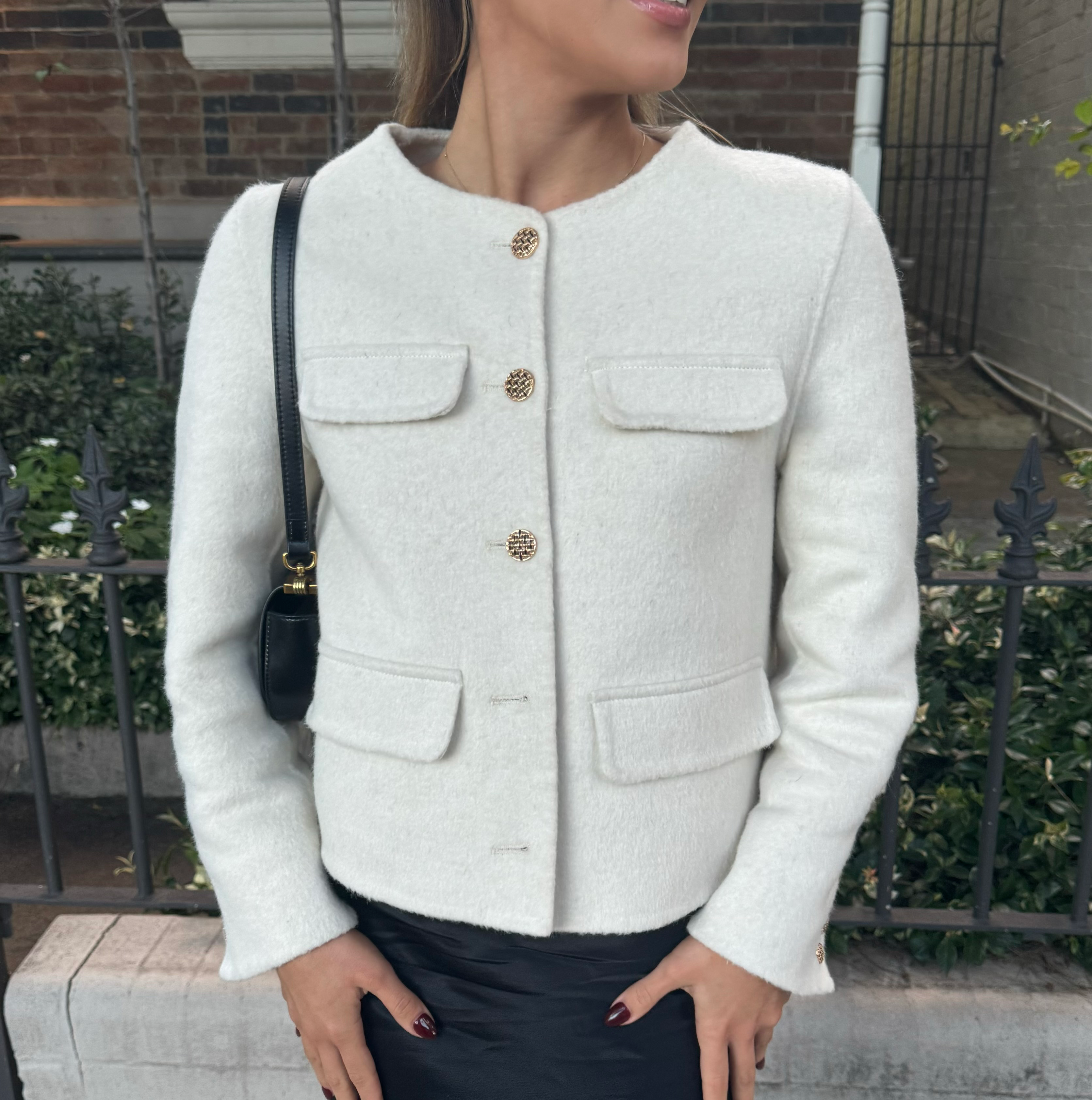 Blair 100% Wool Round Neck Coat | Beige