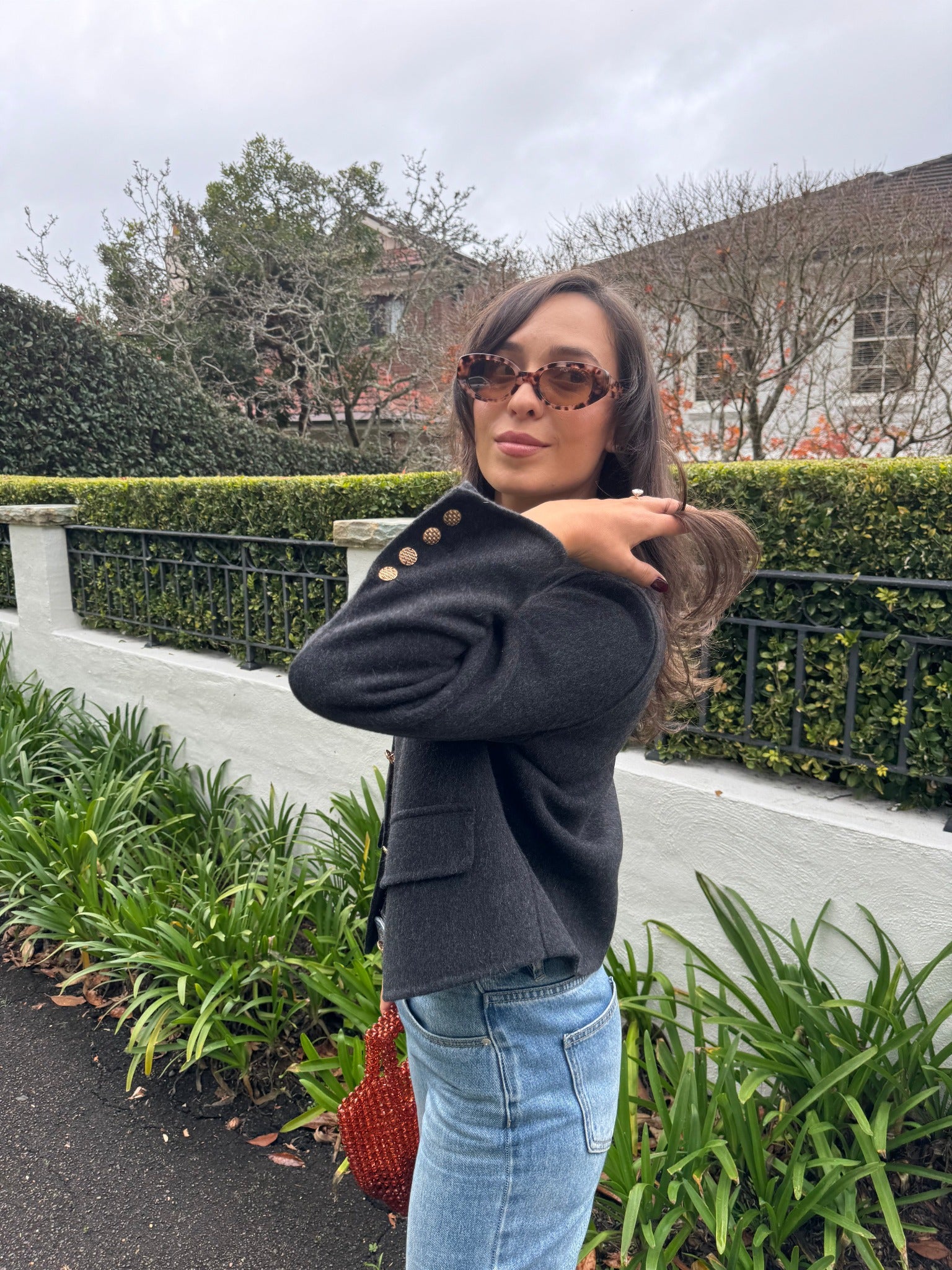 Blair 100% Wool Round Neck Coat | Charcoal