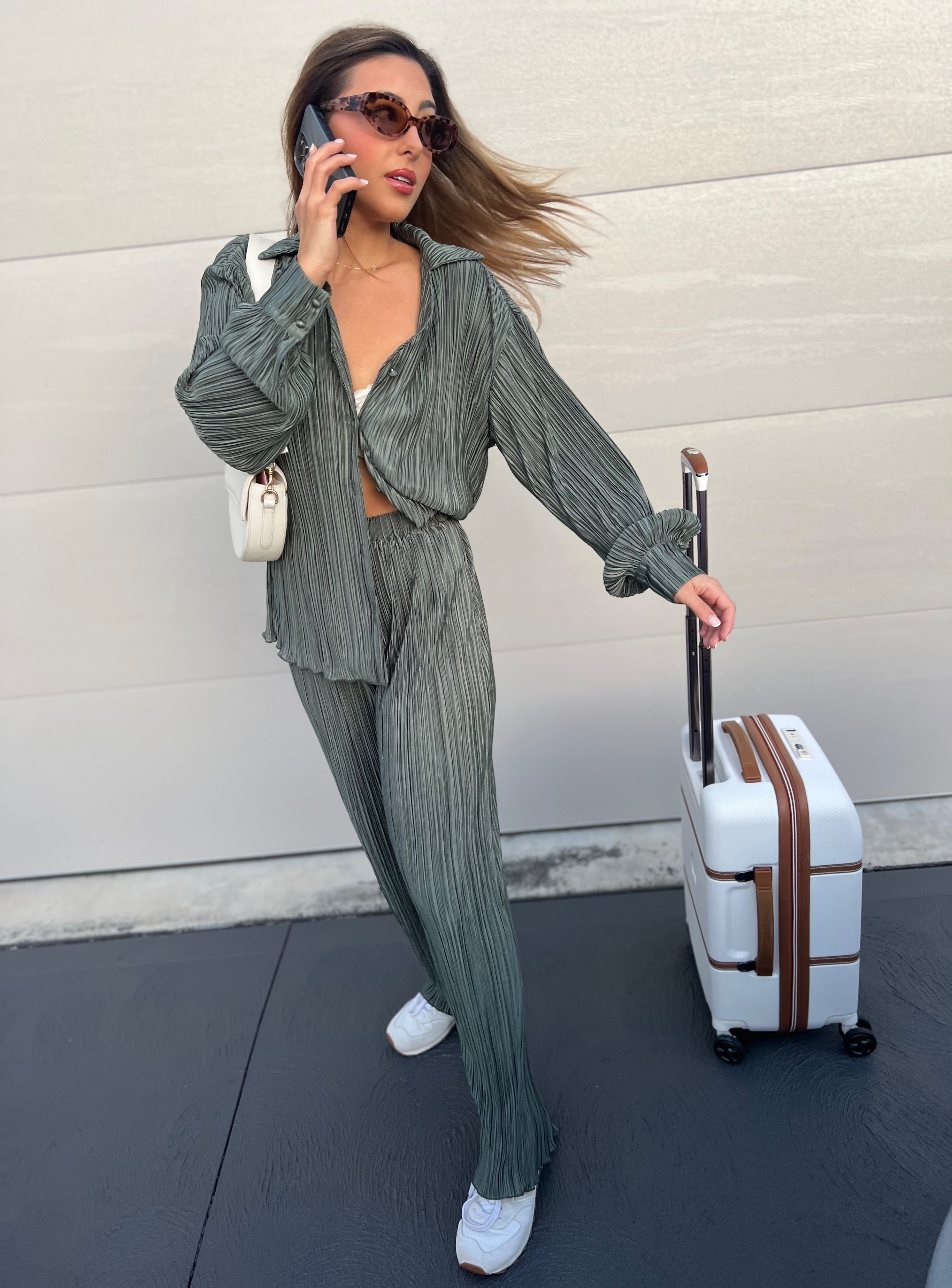 London Plisse Set | Olive