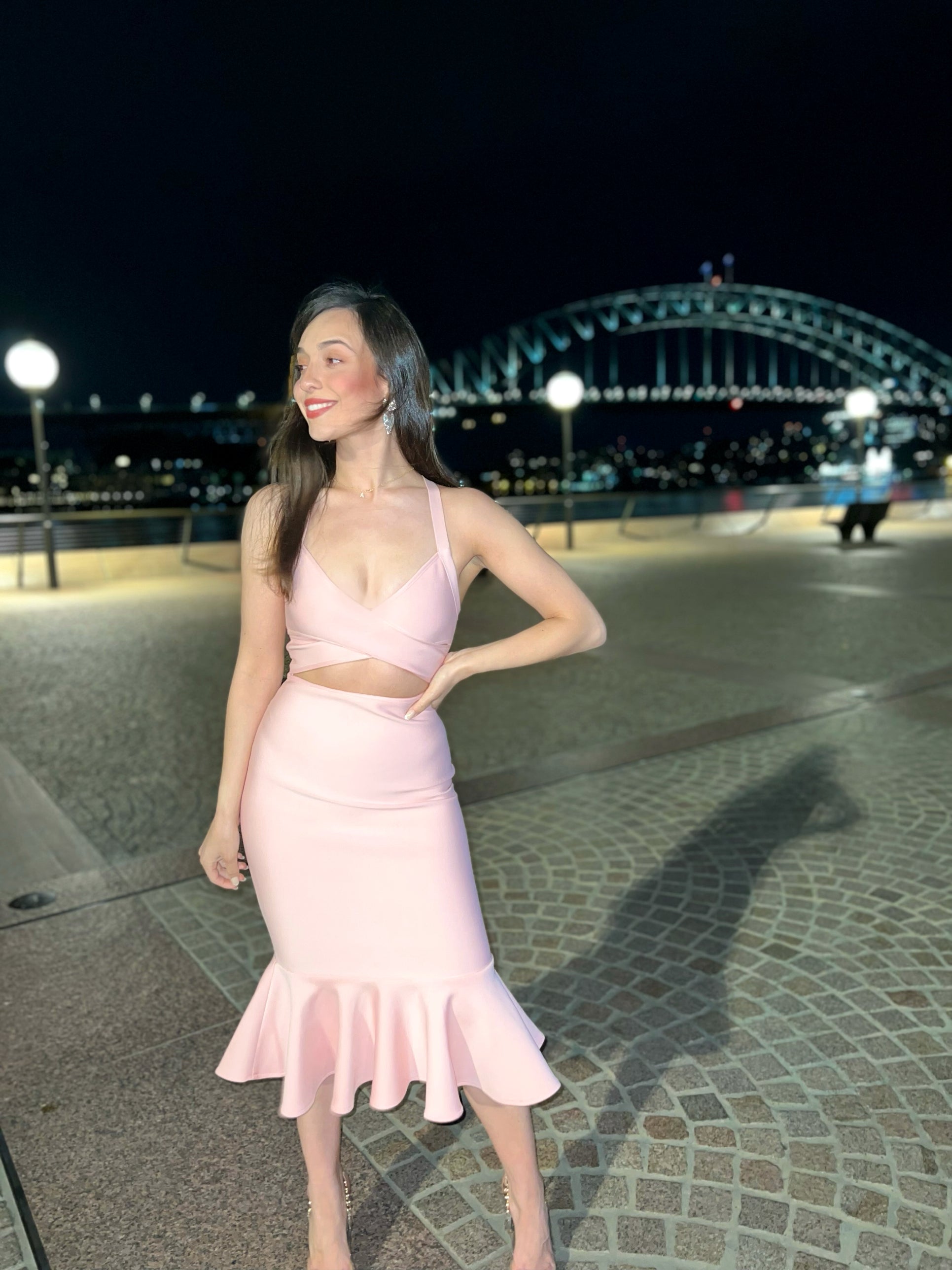 Pink seductive Midi Dress