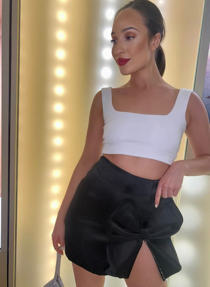 Fernanda Bow Mini Skirt | Black