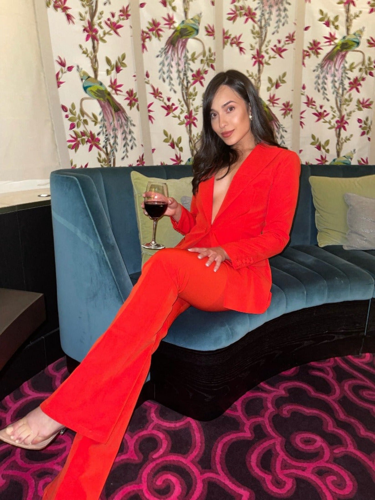 Gorgeous red blazer and high waisted fitted pants